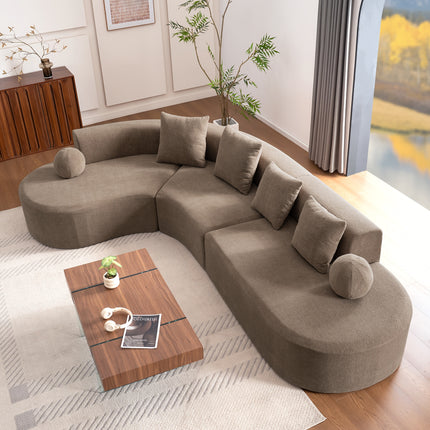 UNICORN L-Shaped Sofa Brown Modern Minimalist 327x215x65cm for Living Room