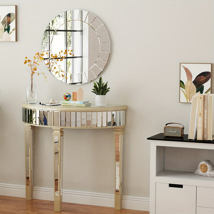 UNICORN Mirrored Console Table Circle Table With 3 Leg Desk Beveled Glass Mirror