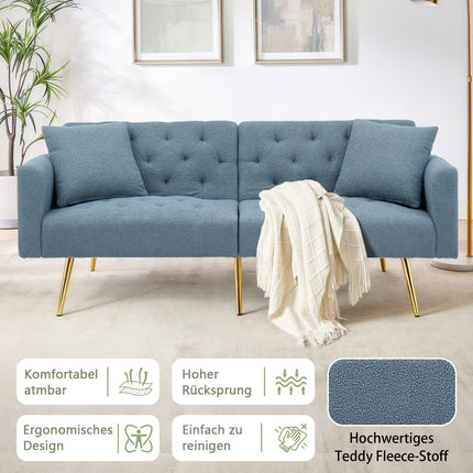 UNICORN Modern Teddy Boucle Two-Seater Sofa, 3-Stage Adjustable Backrest Blue