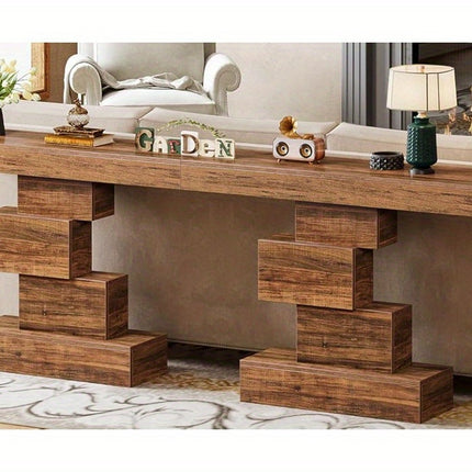 UNICORN Industrial Console Table, 108cm Narrow Wood Sofa Table Brown