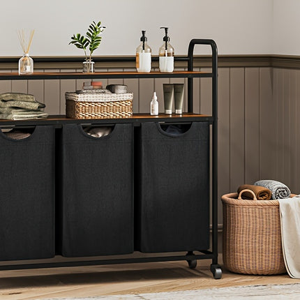 UNICORN Laundry Basket 3 Compartments, 3 X 46L Black