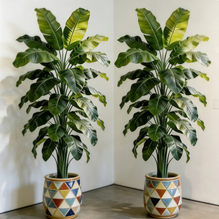 UNICORN Two 53.54-inch Large Artificial Plants Lush Green Leaves