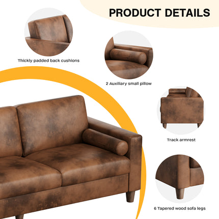 UNICORN Modern 3-Seater Sofa Couch Orange Brown