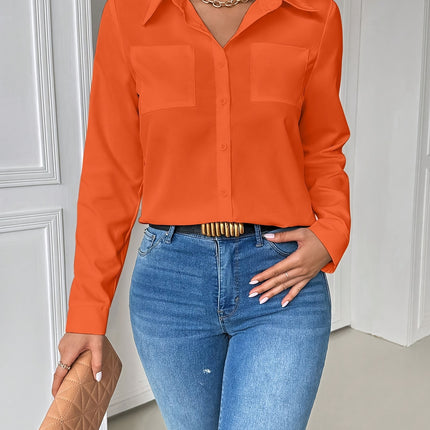 UNICORN Orange Collared Shirt Features Double Pockets s m l xl xxl