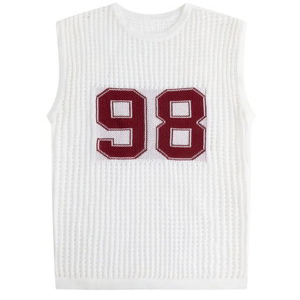 UNICORN Men'S Summer Hollowed-Out Knitted Vest with a Number Pattern s m l xl xxl