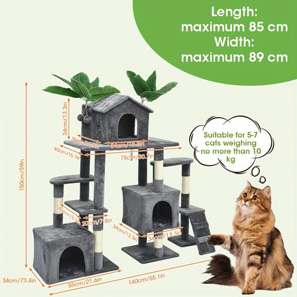 UNICORN 149.86 cm Tall Cat Tree Tower with Scratching Post Gray