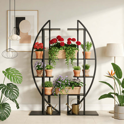 UNICORN Multi-Purpose Curved Display Shelf Bonsai Flower Plant Stand Rack Black