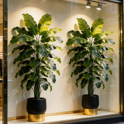UNICORN Two 53.54-inch Large Artificial Plants Lush Green Leaves