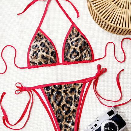 UNICORN Solid Color Triangle Bag Sexy Strappy Backless Sequin Split Bikini s m l