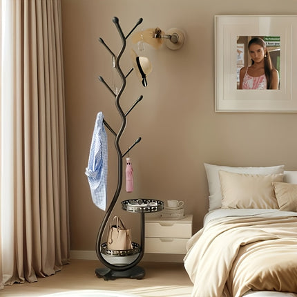 UNICORN Freestanding Valet Stand with a Dual-Tier Design White Black