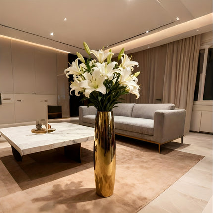 UNICORN Luxurious 60Cm Tall Ceramic Floor Vase in Electroplated silvery And Golden