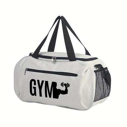 UNICORN GYM Fitness Theme Print Duffel Bag Large Capacity White Black Blue