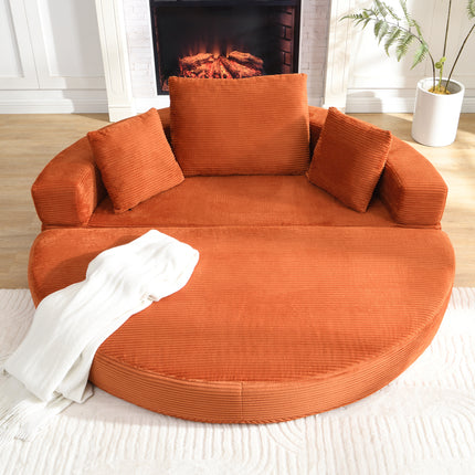 UNICORN Multifunctional Freestanding Foldable Sofa Bed Boneless Couch Oval Bed with Cushions, Modular Sofa Cord Fabric Cover (173 x 176 cm) Suitable for Apartments Living Room Bedroom