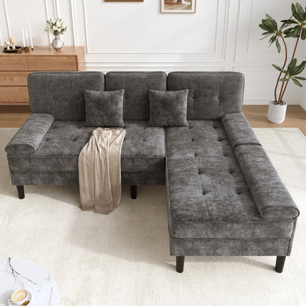 UNICORN L-shaped Corner Sofa Three-seat Multi-functional Chaise Lounge Gray Beige