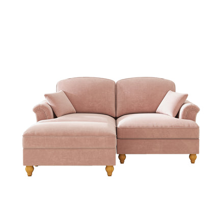 UNICORN Modular Mid-Century L-Shaped 2-Seater Chenille Sofa for Living Room Pink
