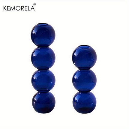 UNICORN Set Of 2 Glass Vases Set Ball Shapes Yellow Blue Amber Transparant Green