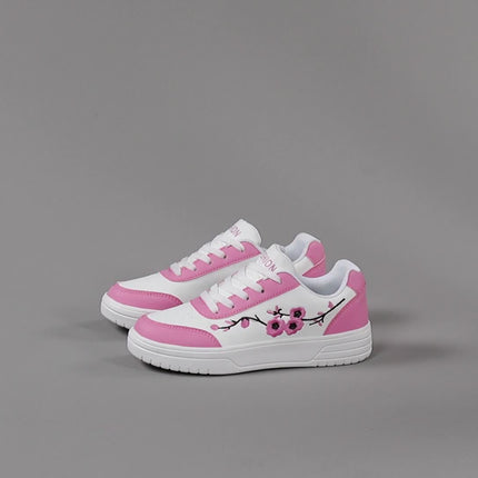 UNICORN Plum Blossom White Low-Top Casual Skate Shoes for Women