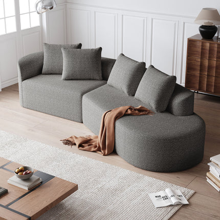 UNICORN Chenille sofa Modern, upholstered, oversized corner sofa, 4-seater, extra deep and wide seating, curved cloud couch with 4 decorative cushions, freely combinable sofa for living room and bedroom