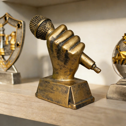 UNICORN Microphone Trophy Resin Statue Desktop Decor for Music Lovers