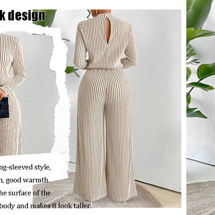 UNICORN Womens Elegant Long Sleeve Wide Leg Body Suit with Clavicle Collar s m l xl