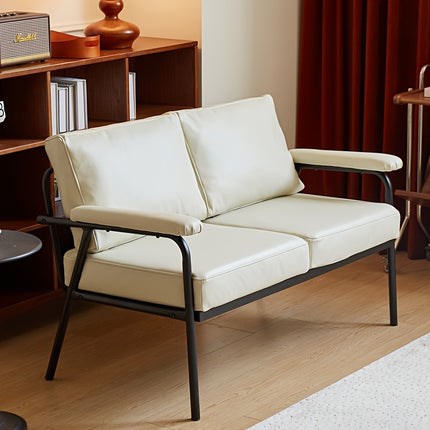 UNICORN Nordic Modern Simple Ironwork Japanese-Style Single Leather Sofa