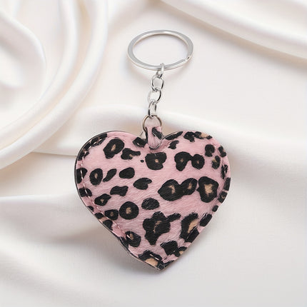 UNICORN Leopard Print Heart Keychain Leather Car Accessory & Bag Charm