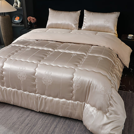 UNICORN 1pc of Duvet European Style Satin High-Precision Jacquard Fabric Light Gold