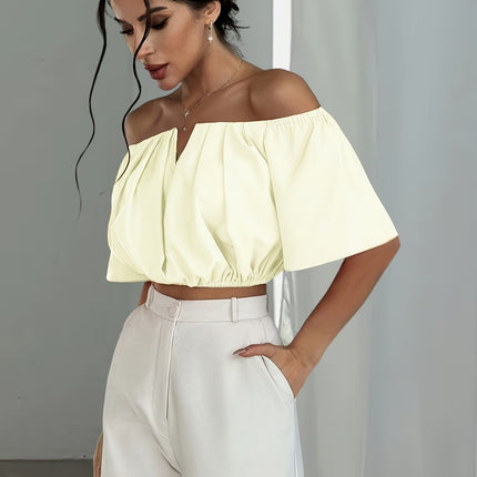 UNICORN Off-the-Shoulder Solid Color Short Blouse  Daily Wear, Parties, All-Season xs s m l
