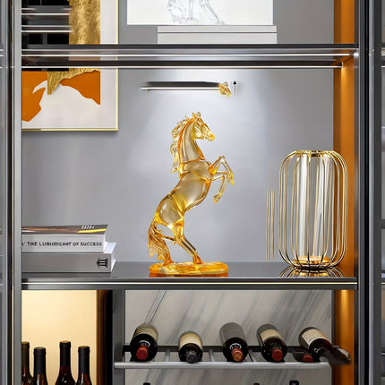 UNICORN Golden Horse Figurine Elegant Resin Horse Decor with Expressive Eyes