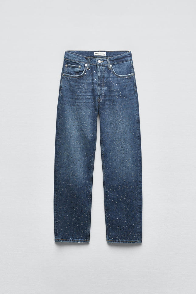 UNICORN Women's long glitter jeans slim fit with high waist blue black xxs xs s m l xl xxl xxxl