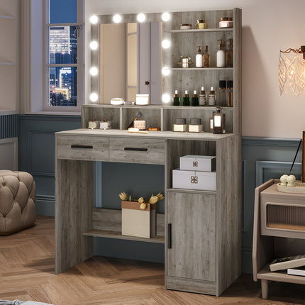 UNICORN Dressing Table with Mirror and 10 LED Light Adjustable Brightness White