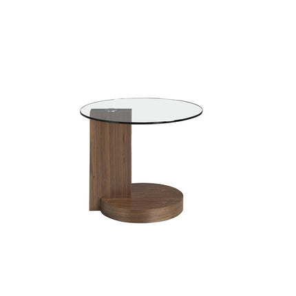 UNICORN Side table walnut wood with glass 60x60x48 cm