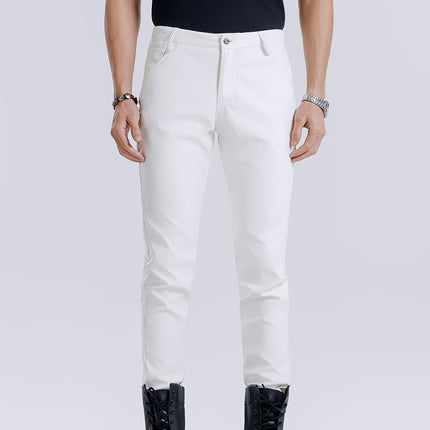 UNICORN Men's Stretch PU Leather Pants Stretchable Slim Fit Formal & Casual Pants