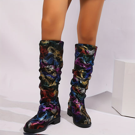 UNICORN Ladies Colorful Butterfly Series Features Stylish And Versatile High-Heeled Boots