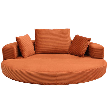 UNICORN Multifunctional Freestanding Foldable Sofa Bed Boneless Couch Oval Bed with Cushions, Modular Sofa Cord Fabric Cover (173 x 176 cm) Suitable for Apartments Living Room Bedroom