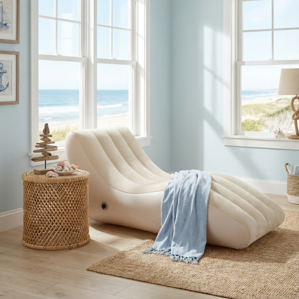 UNICORN Luxury High-End Beige L-Shaped Inflatable Sofa with Skin-Friendly Flocking