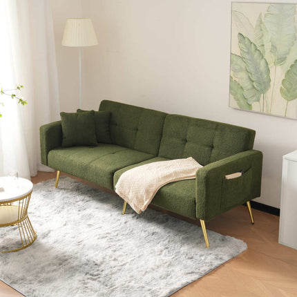 UNICORN Modern minimalist sofa bed size: 175*64*72 cm angle adjustable gold bed legs sofa with cushions side storage pockets
