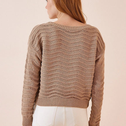 UNICORN Women's sweater dark beige black white s m l