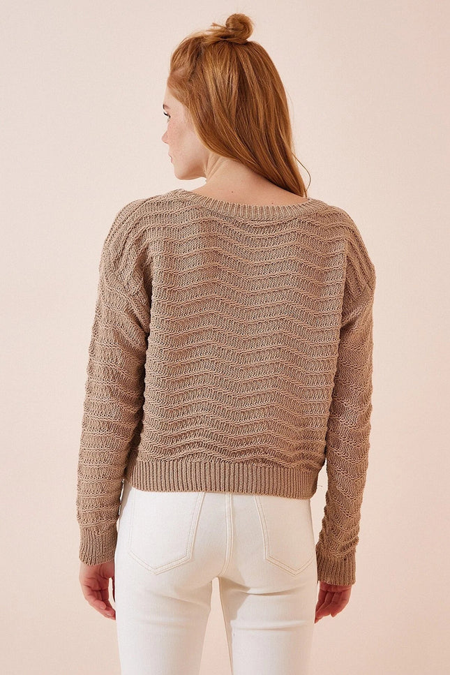 UNICORN Women's sweater dark beige black white s m l