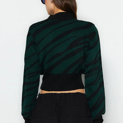 UNICORN Women's sweater zebra print green black brown dark pink orange s m l
