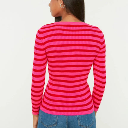 UNICORN Women's sweater striped purple beige pink green orange black white blue dark blue red s m l