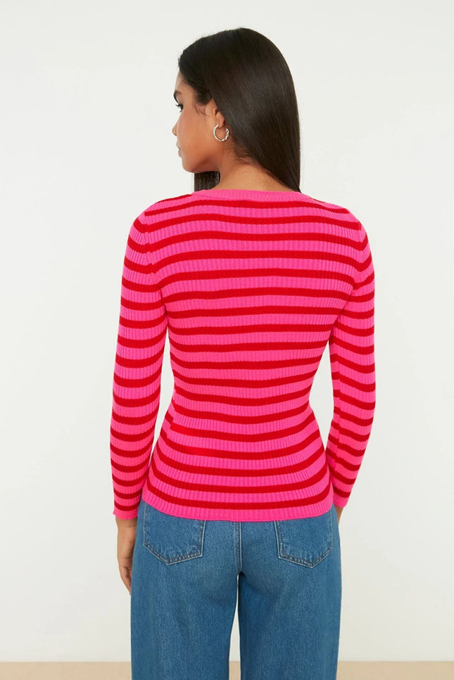 UNICORN Women's sweater striped purple beige pink green orange black white blue dark blue red s m l