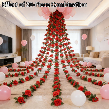 UNICORN 180pcs Red Rose Vine Decoration Set 4 Rolls, Rose Vines for Valentine'S Day