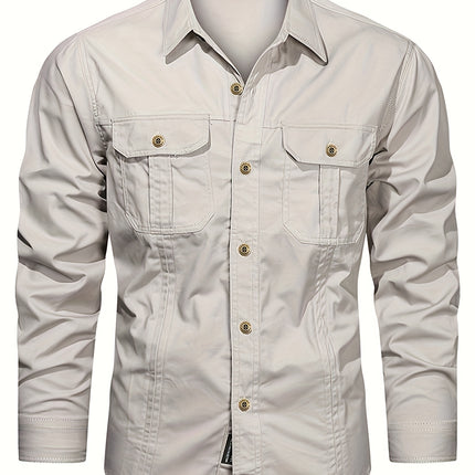 UNICORN Spring And Autumn Men'S Long Sleeve Thin Multi-Pocket Shirt xs s m l xl xxl