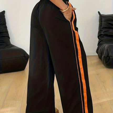 UNICORN Women's Wide-Leg Pants, Hip-Hop Side Stripe Webbing Joggers xs s m l xl