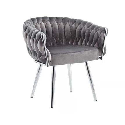 UNICORN bucket chair with a velvet gray chrome frame
