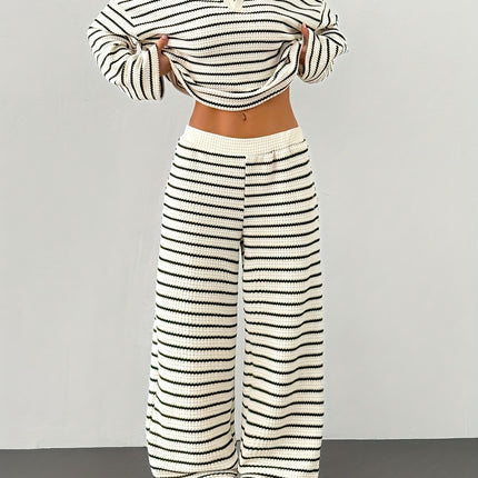 UNICORN Stylish And Relaxed Striped Pants Set for Women with a Tailored Collar xs s m l xl
