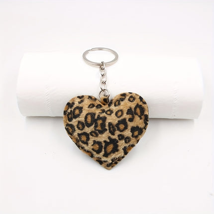 UNICORN Leopard Print Heart Keychain Leather Car Accessory & Bag Charm
