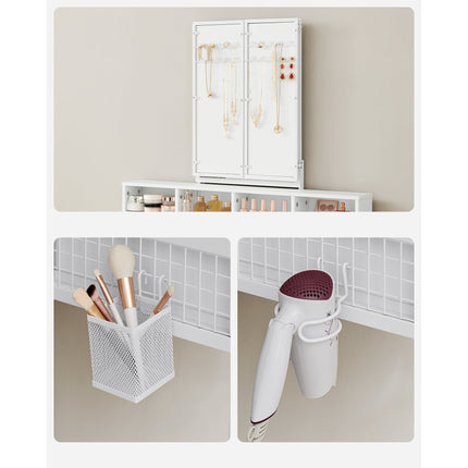 UNICORN Dressing Table with Triple Mirror, 3 Drawers, Hairdryer Holder,Brown Black, White