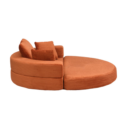UNICORN Multifunctional Freestanding Foldable Sofa Bed Boneless Couch Oval Bed with Cushions, Modular Sofa Cord Fabric Cover (173 x 176 cm) Suitable for Apartments Living Room Bedroom